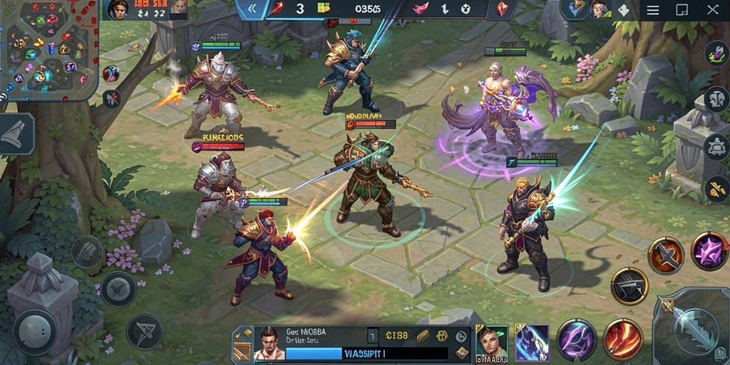 Screenshot gameplay CINASIPIT menampilkan aksi seru dalam pertarungan tim.