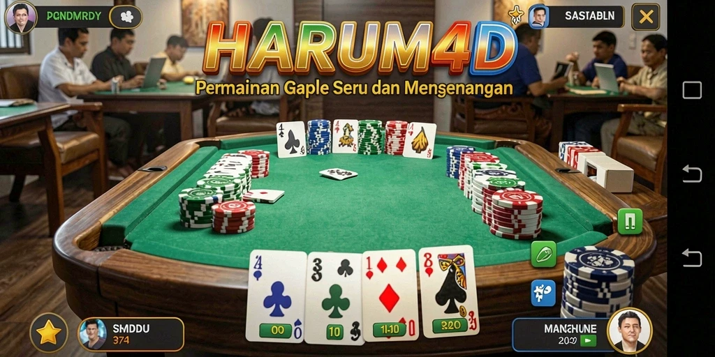 Tampilan gameplay seru dari HARUM4D menunjukkan keseruan bermain Gaple.
