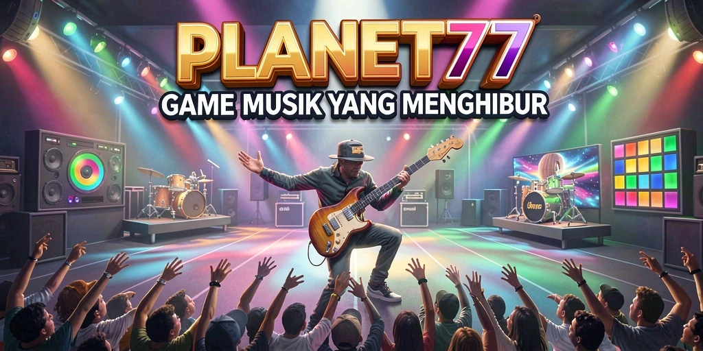 Tampilan gameplay seru di PLANET77 dengan berbagai lagu menarik.