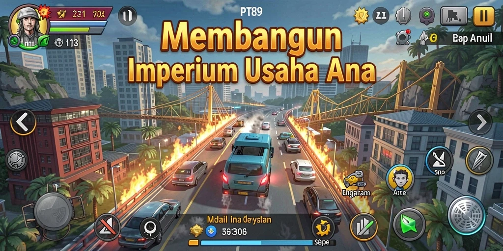Gameplay PT89 menampilkan manajemen usaha yang dinamis dan seru.