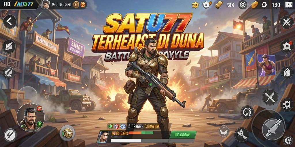 Screenshot gameplay SATU77 menampilkan aksi pertempuran yang seru.
