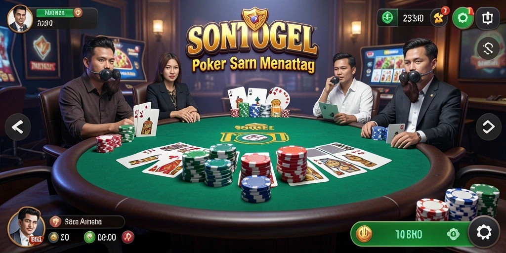 Tampilan menarik dari permainan poker di SONTOGEL.