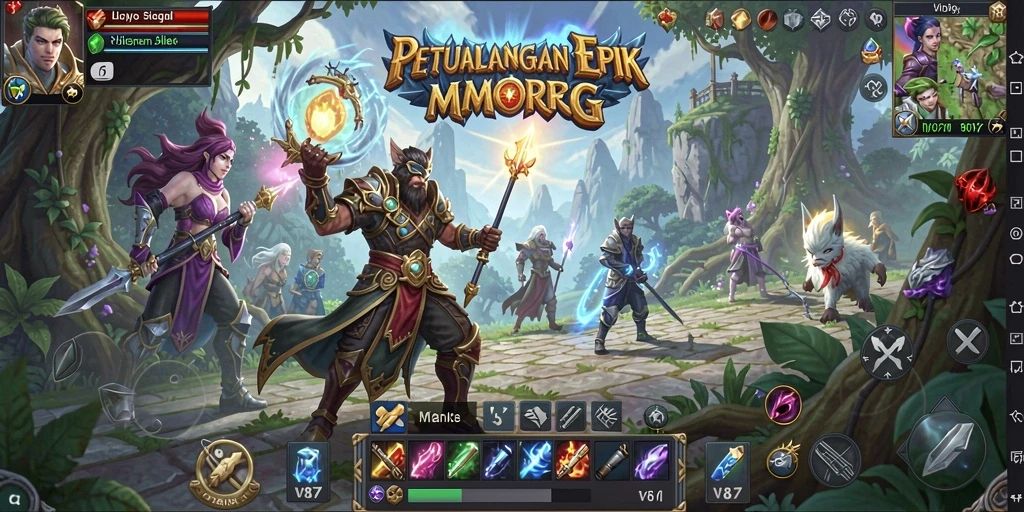 Gameplay V87 yang menakjubkan dengan petualangan epik dan pertarungan seru.