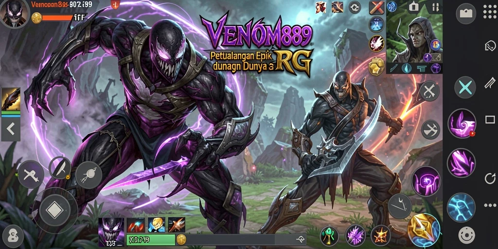 Screenshot gameplay <strong>VENOM889</strong> yang menampilkan aksi pertempuran seru di dunia RPG.